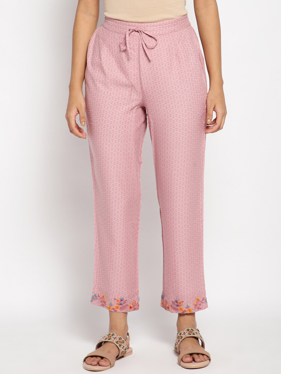 W Women Pink Floral Printed Trouser