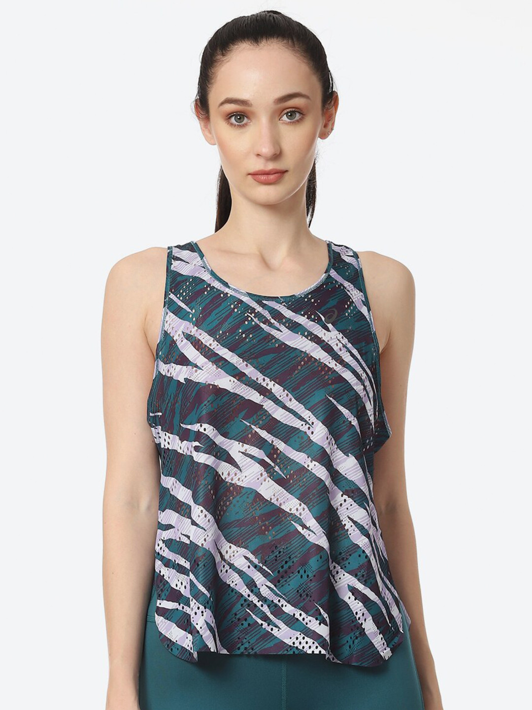 ASICS Ventilate Actibreeze Aop Women White Green Printed T-shirt