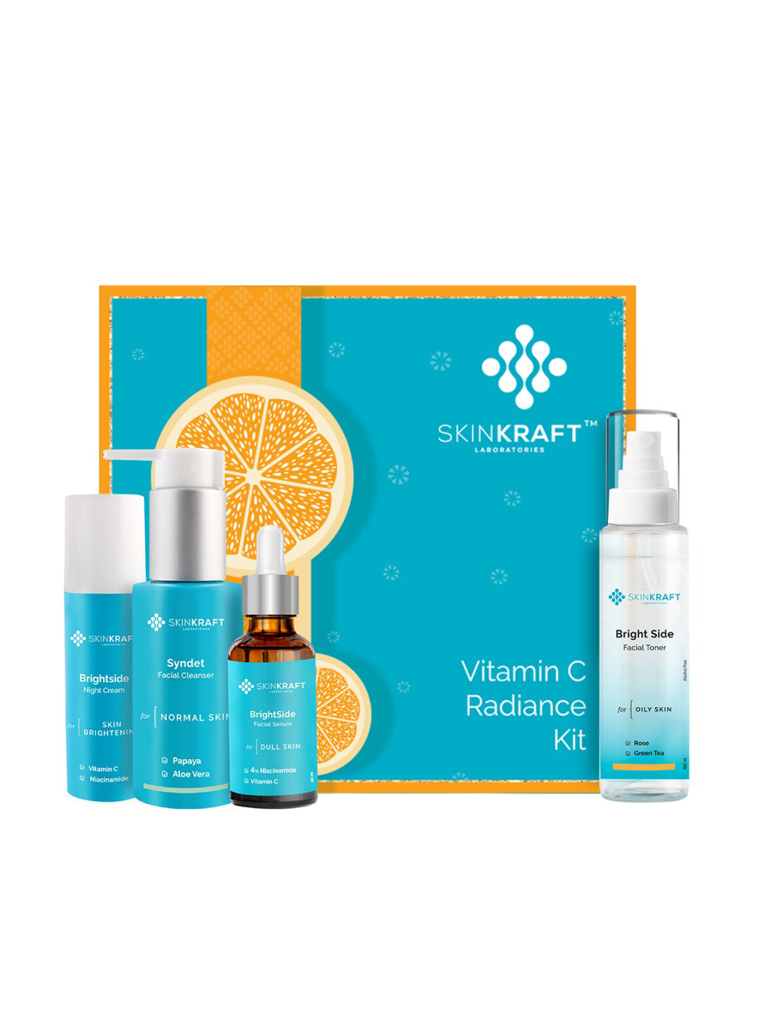 SKINKRAFT Vitamin C Radiance Kit with Face Wash - Night cream - Face Serum - Facial Toner