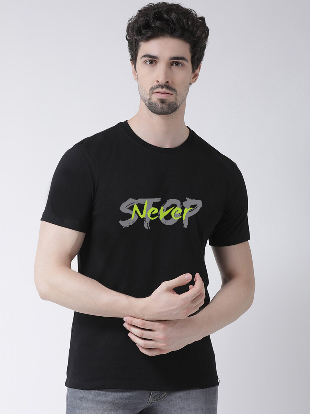 Friskers Men Black Varsity T-shirt