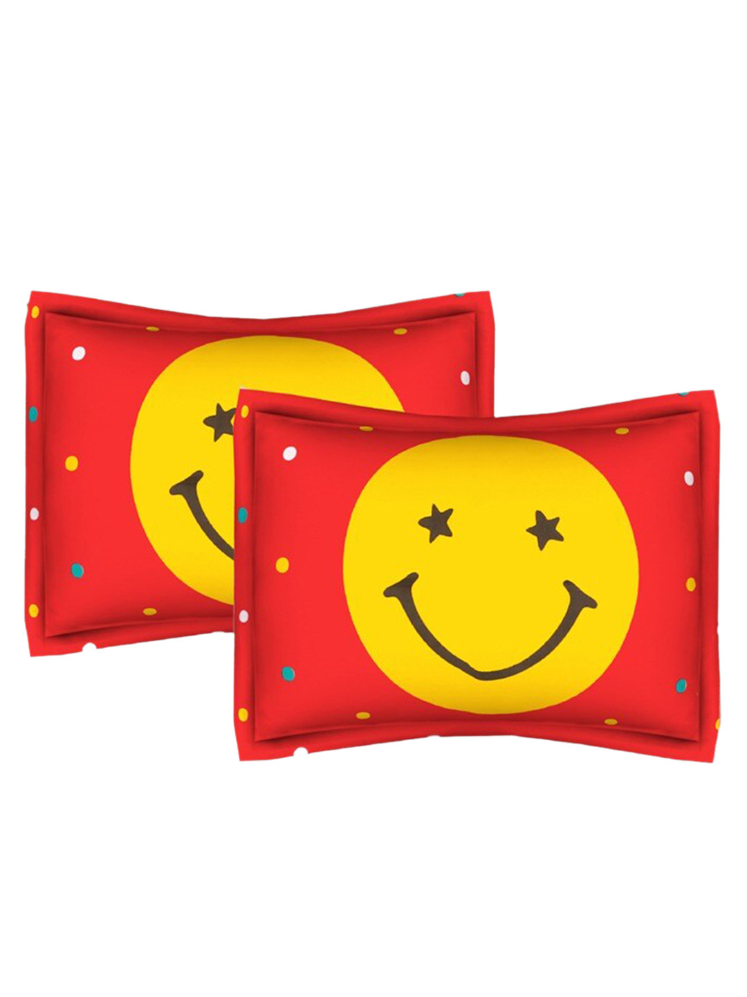Urban Magic Set Of 2 Red & Yellow Printed Cotton 104 TC Pillow Covers