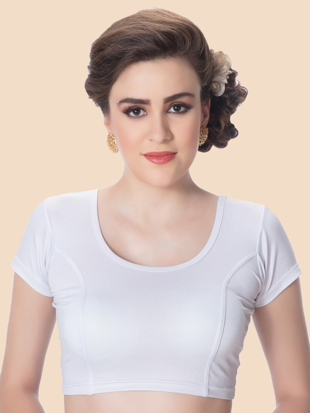 neckbook Women Silver-Colored Princess Cut Stretchable Readymade Saree Blouse