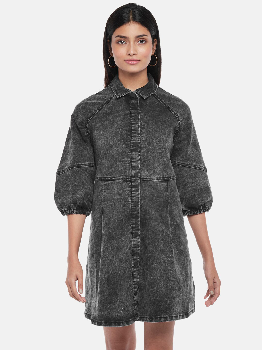 SF JEANS by Pantaloons Charcoal Faded Shirt Dress