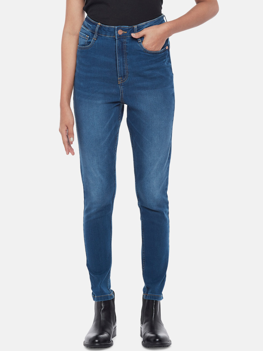 SF JEANS by Pantaloons Women Blue Skinny Fit High-Rise Light Fade Jeans