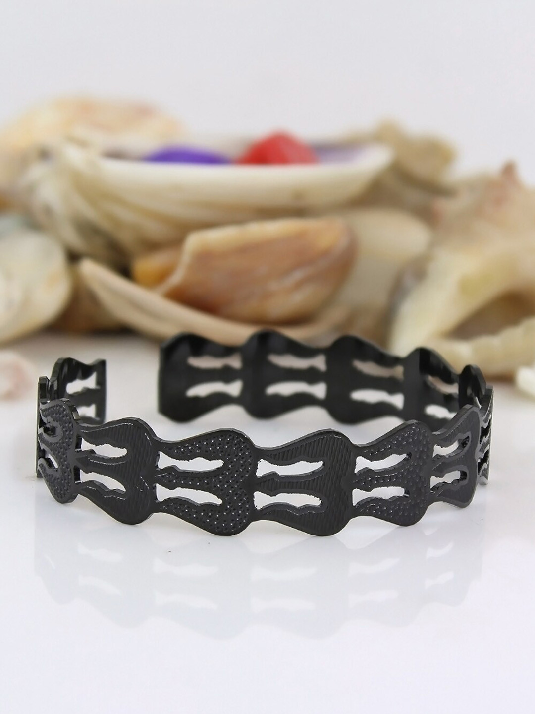 NAKABH Men Black Brass Antique Kada Bracelet