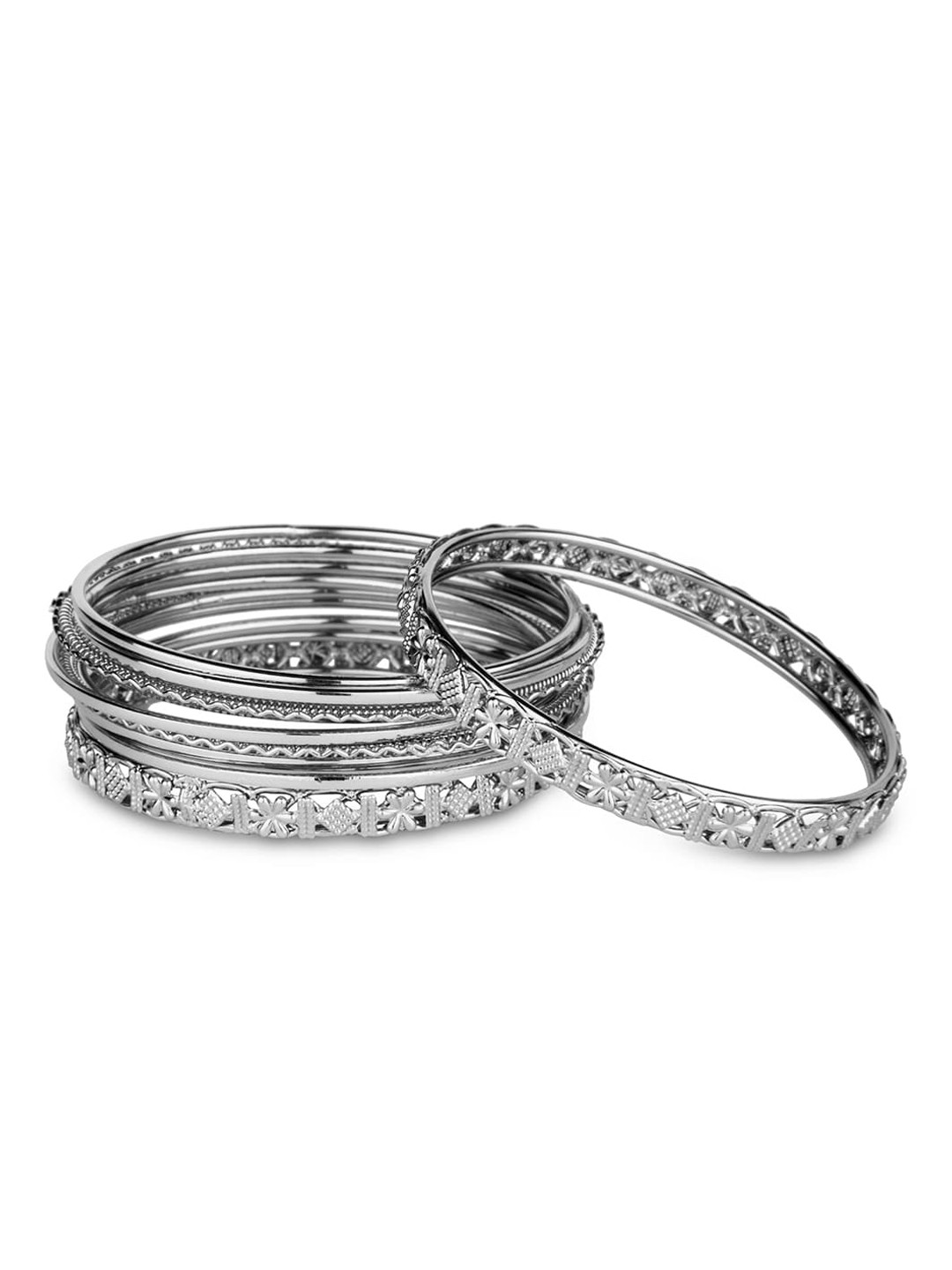 Toniq Classy Silver Plated Bangles Set for Women