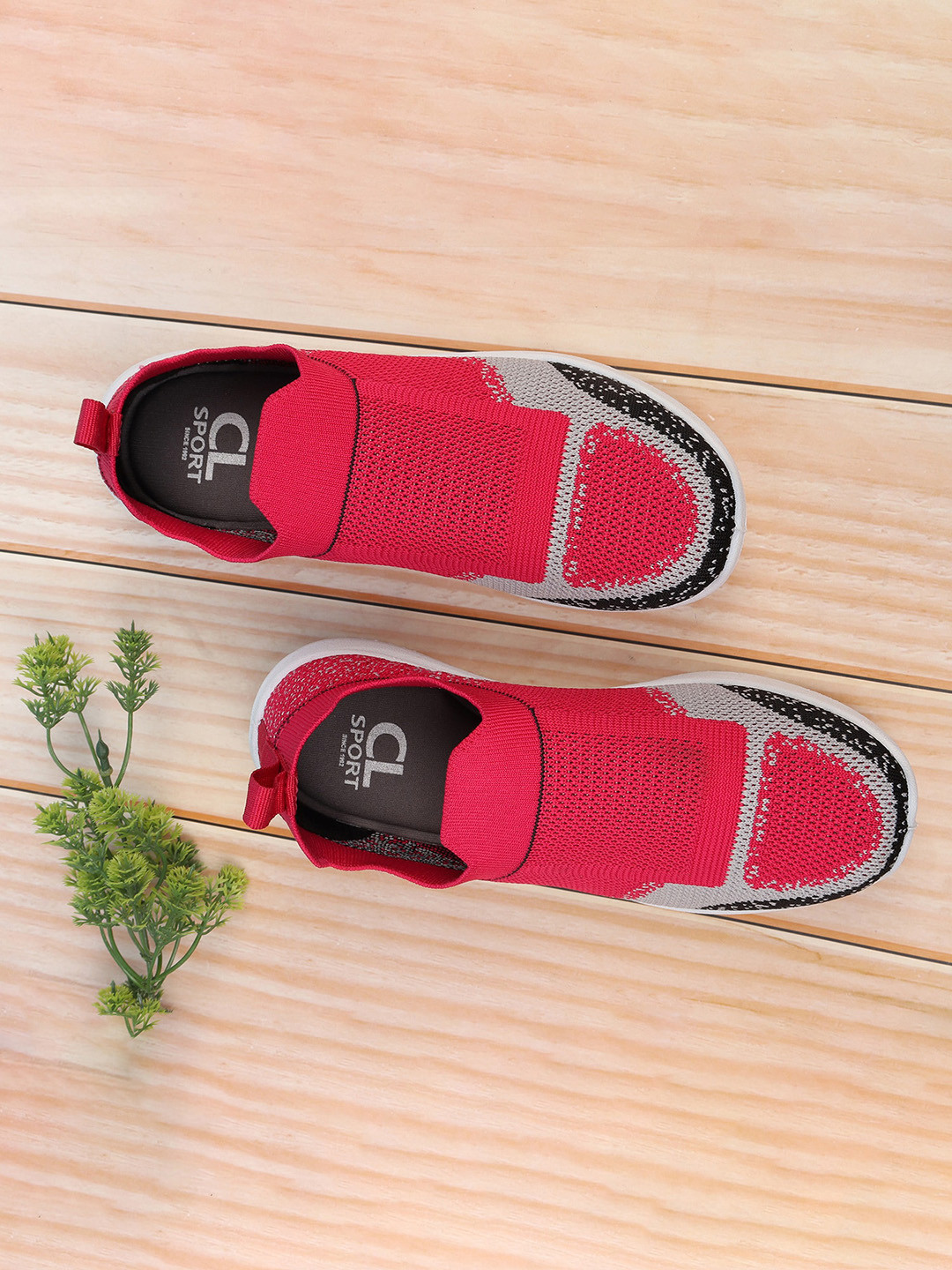 Carlton London sports Women Red Colourblocked Slip-On Sneakers