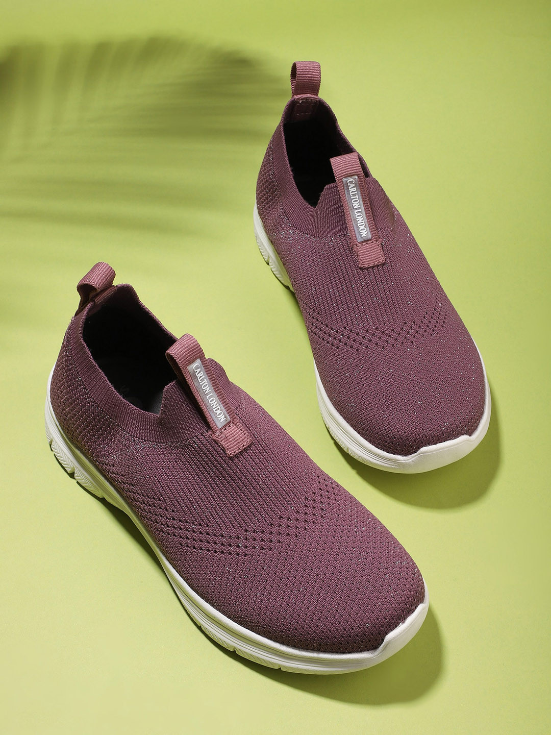 Carlton London sports Women Purple Woven Design Slip-On Sneakers