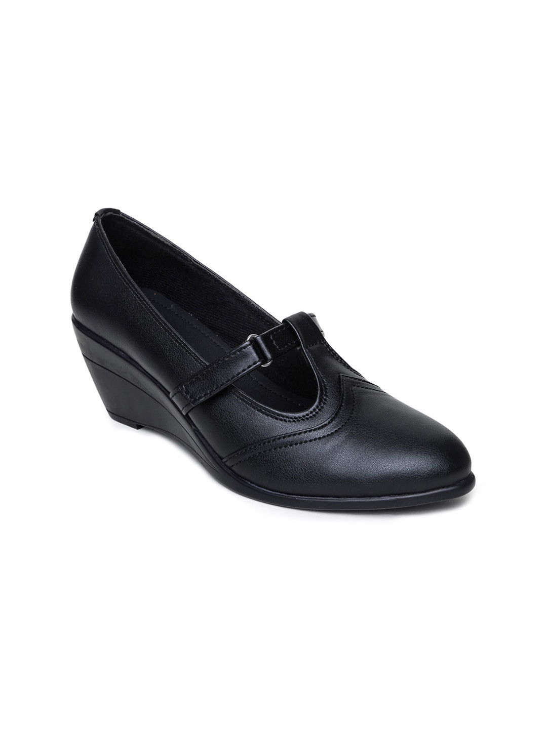 VALIOSAA Black Work Wedge Mary Janes