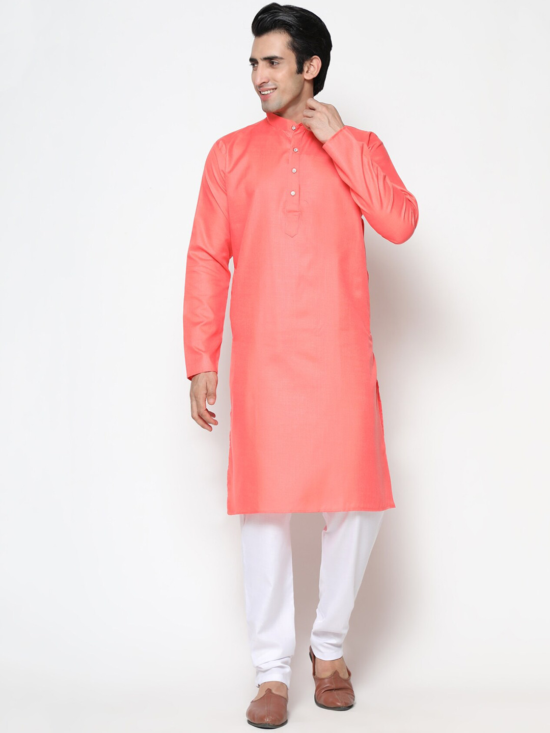 COCOI LIFESTYLE Men Red Dupion Silk Kurta with Pyjamas