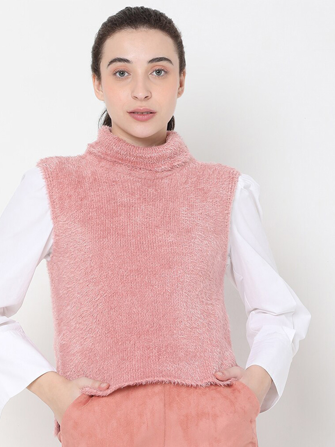 Vero Moda Women Rose Pullover with Fuzzy Detail