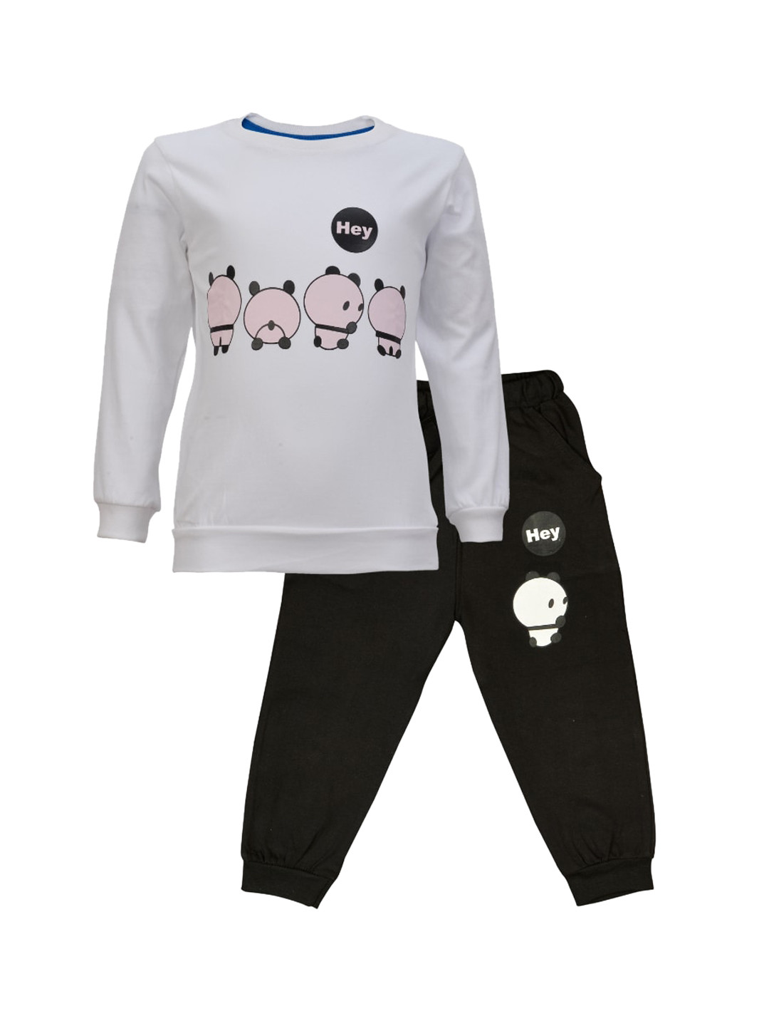 CATCUB Unisex Kids White & Black Printed T-shirt with Trousers