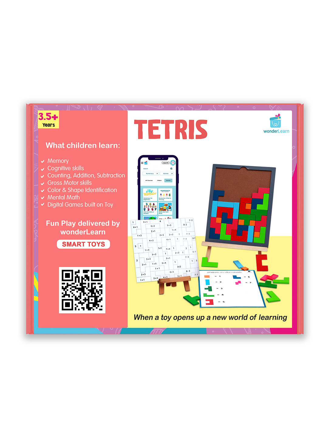 wonderLearn  Kids Pink & White Tetris Math Puzzle Board Game Learning and Development Toys