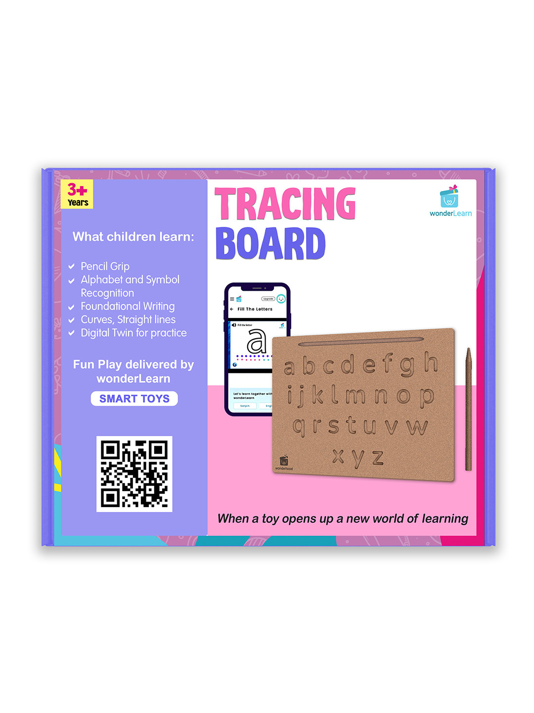 wonderLearn Kids Wooden Tracing Board- Alphabets Counting numbers & Pencil Grip