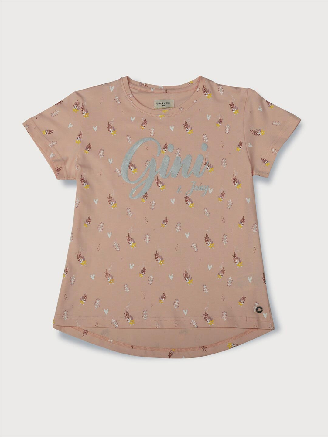 Gini and Jony Peach-Coloured Conversational Printed High-low Top