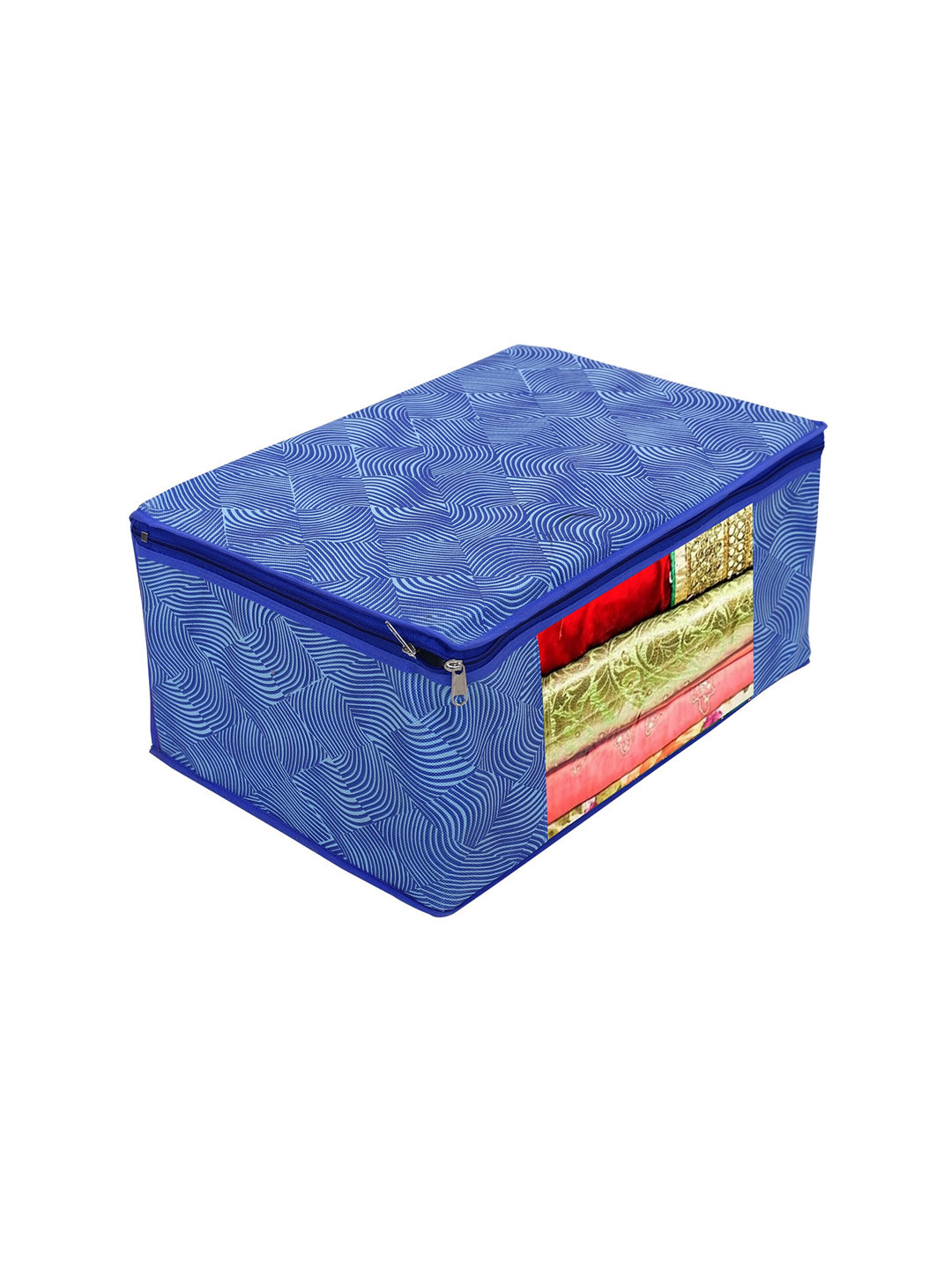 Home Fresh Blue Printed Non-Woven Saree Organiser