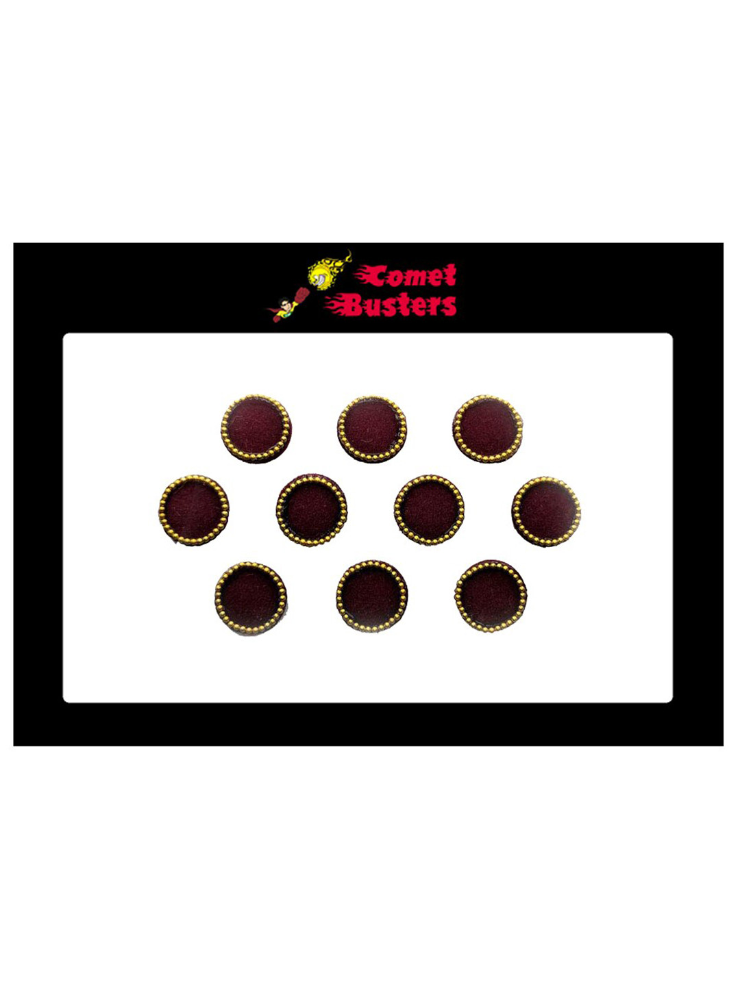 Comet Busters 10 Pcs Maroon Circular Shaped Beaded Bindi