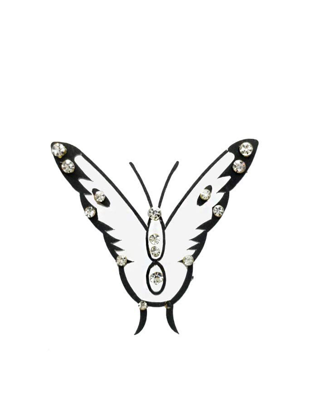 Comet Busters Black Butterfly Stone Studded Stick On Body Tattoo
