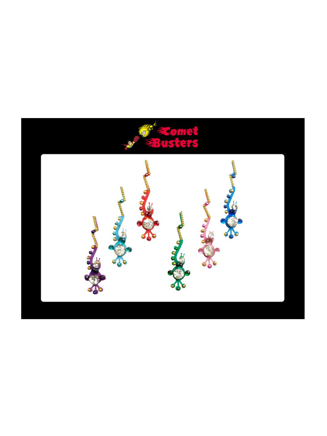 Comet Busters 6 Pcs Multicoloured Curved Shape Stone Studded Bindi