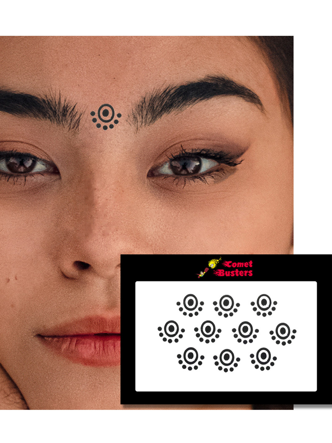 Comet Busters 10 Pcs Black Reusable Bindi