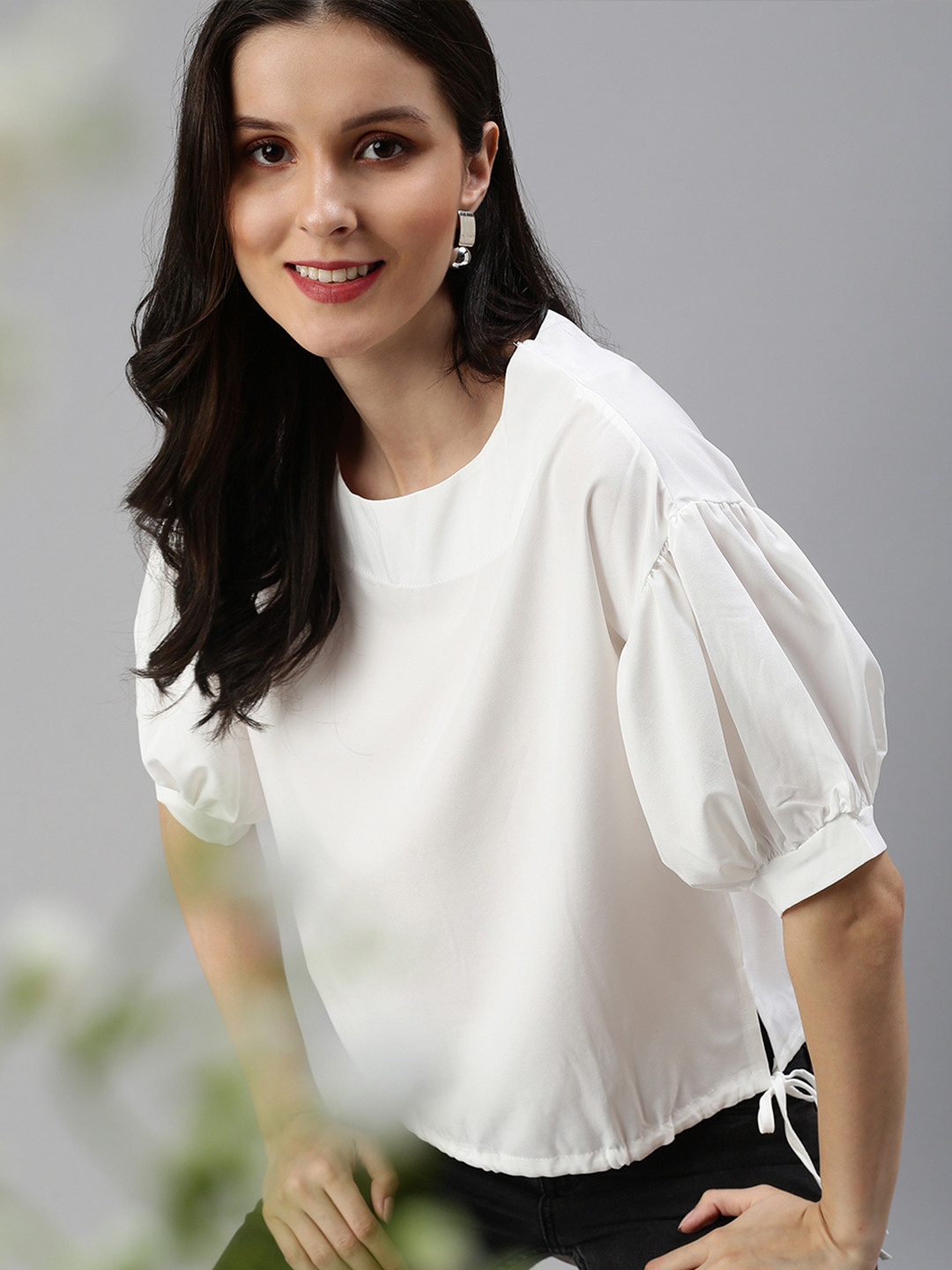 SHOWOFF Women Solid White Plus Size Top