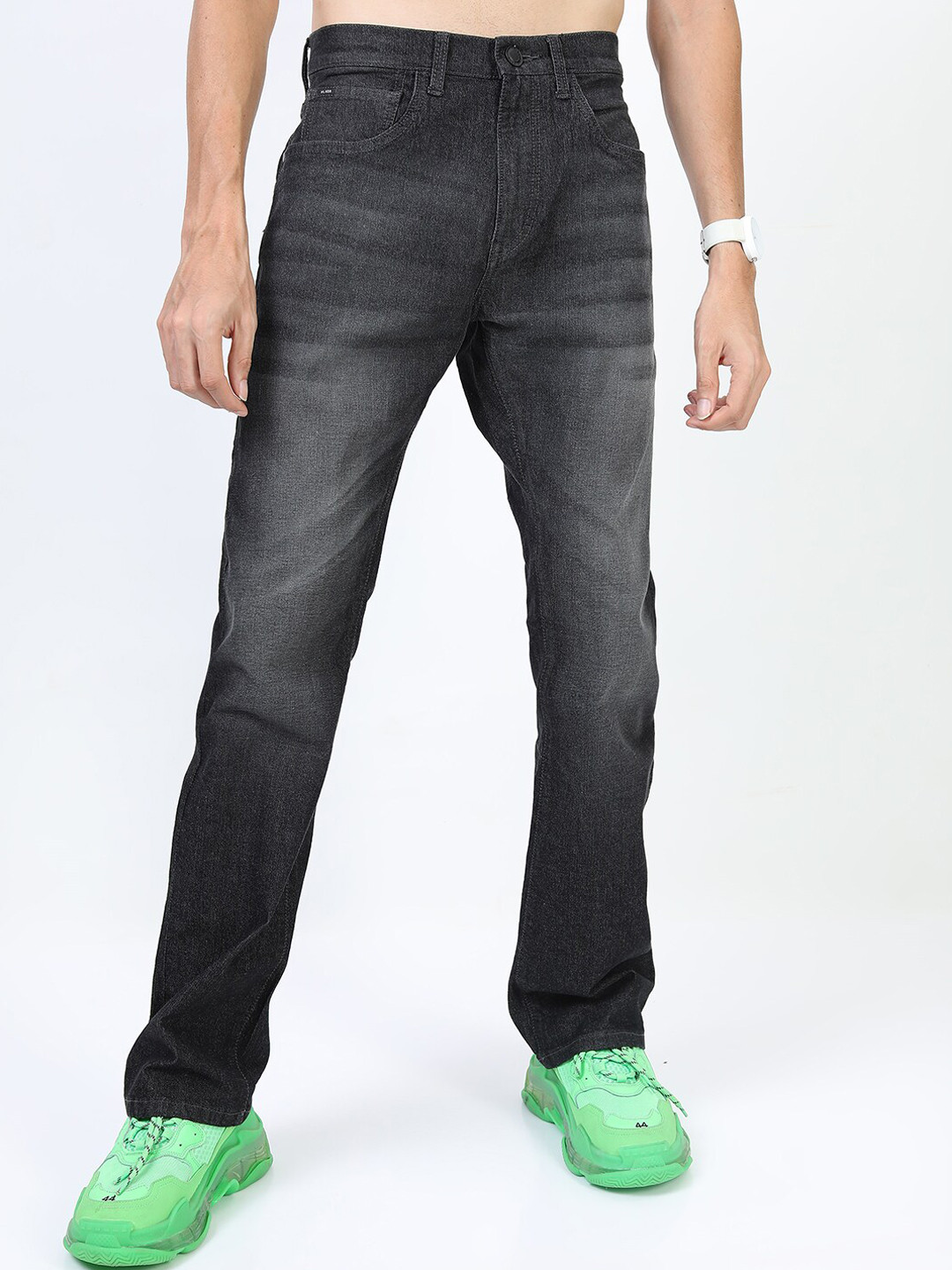 HIGHLANDER Men Grey Straight Fit Stretchable Jeans