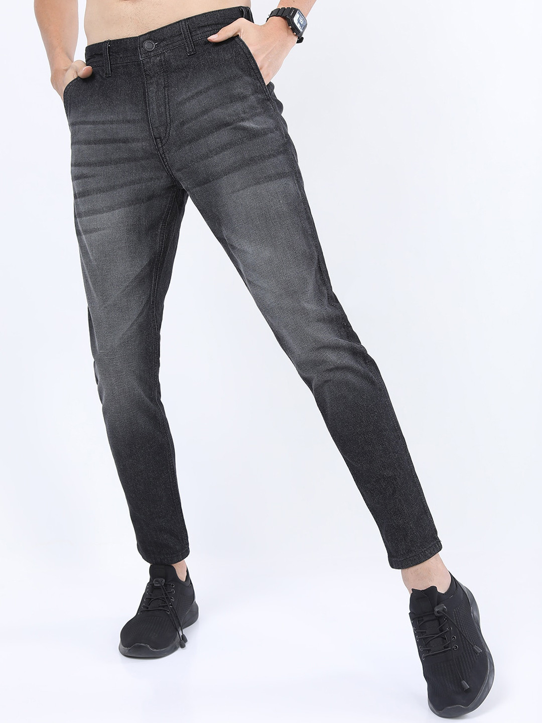 HIGHLANDER Men Black Slim Fit Light Fade Stretchable Jeans