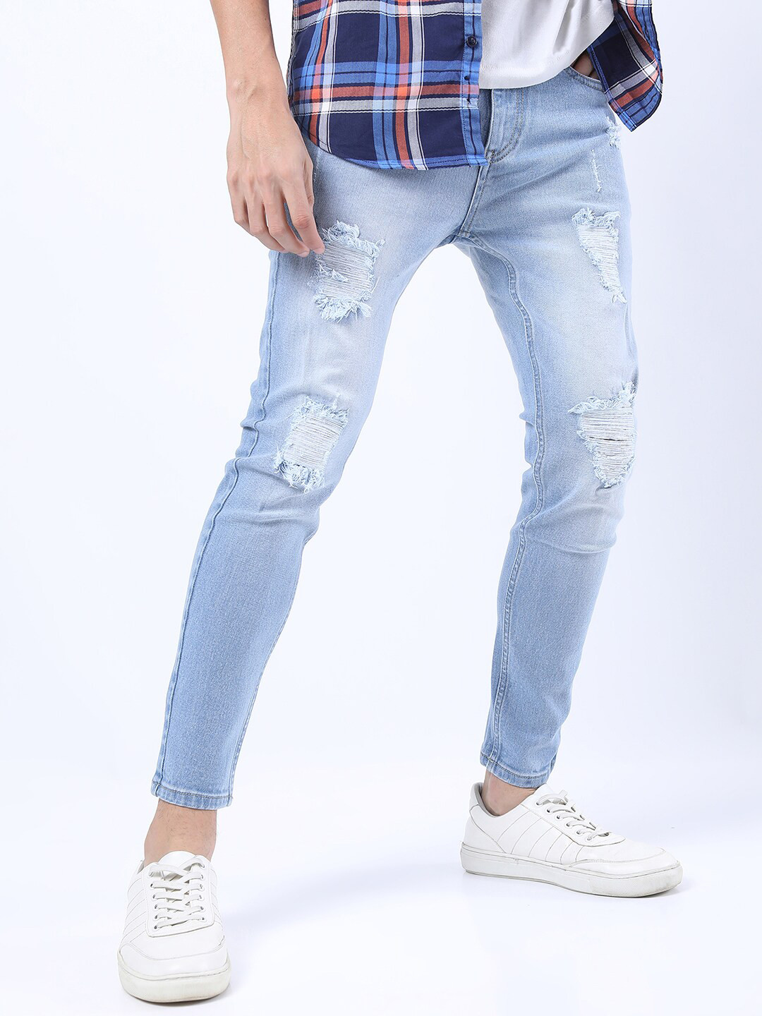 HIGHLANDER Men Blue Skinny Fit Heavy Fade Stretchable Jeans