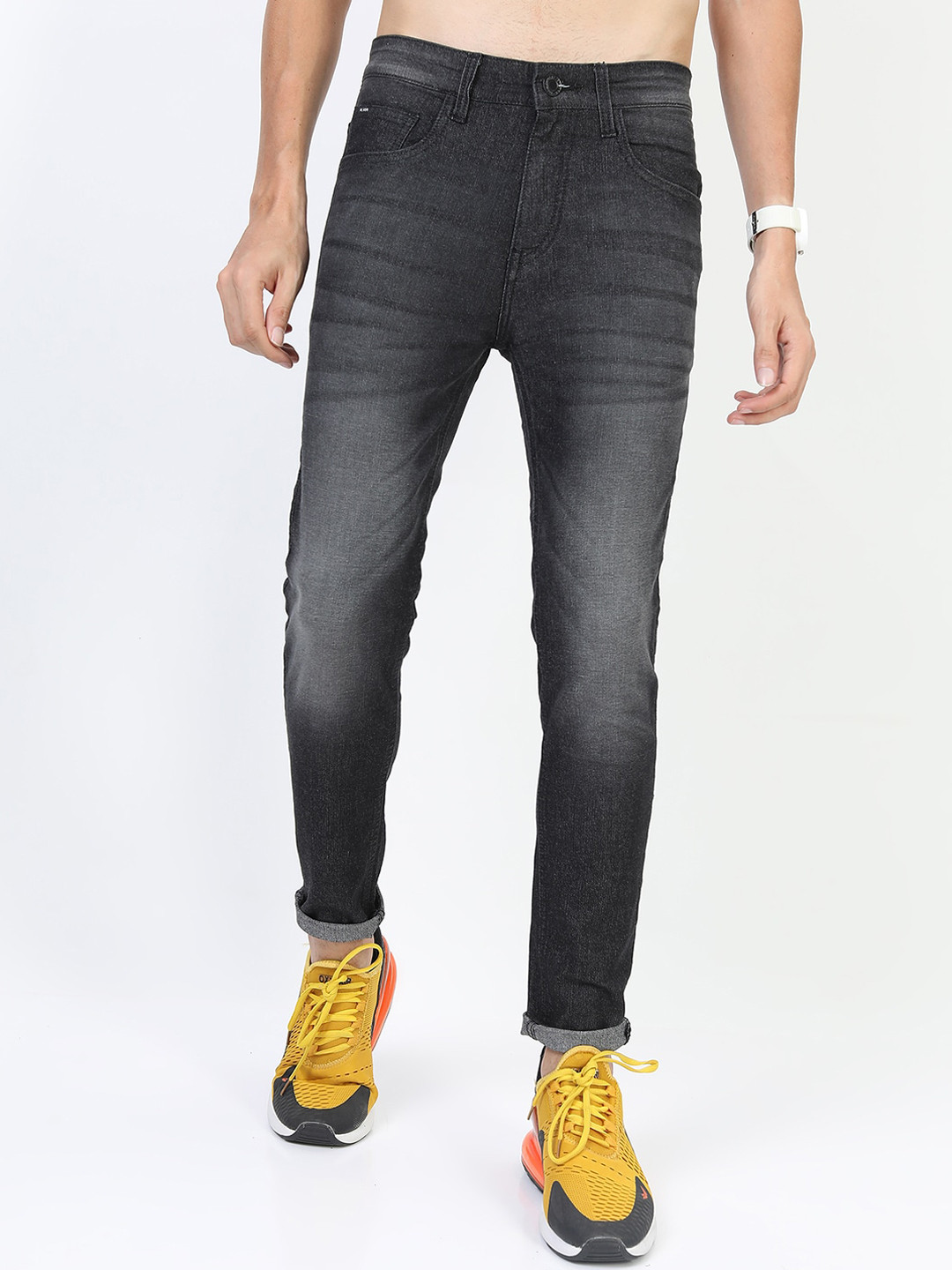 HIGHLANDER Men Black Skinny Fit Heavy Fade Stretchable Jeans