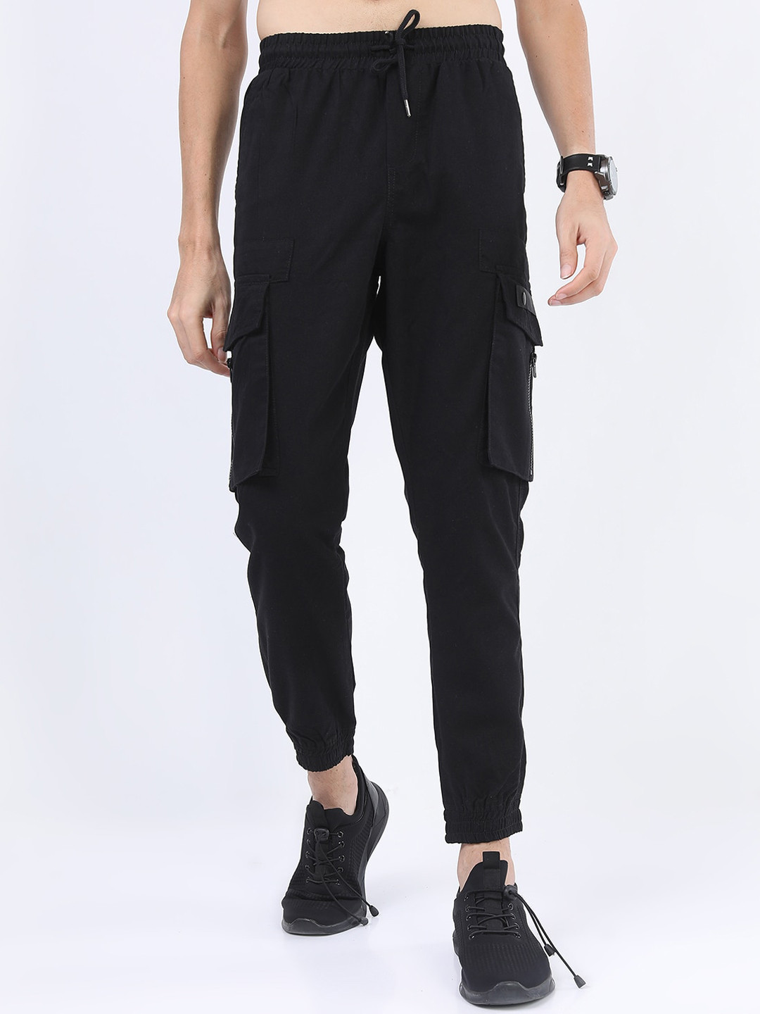 HIGHLANDER Men Black Joggers Trousers