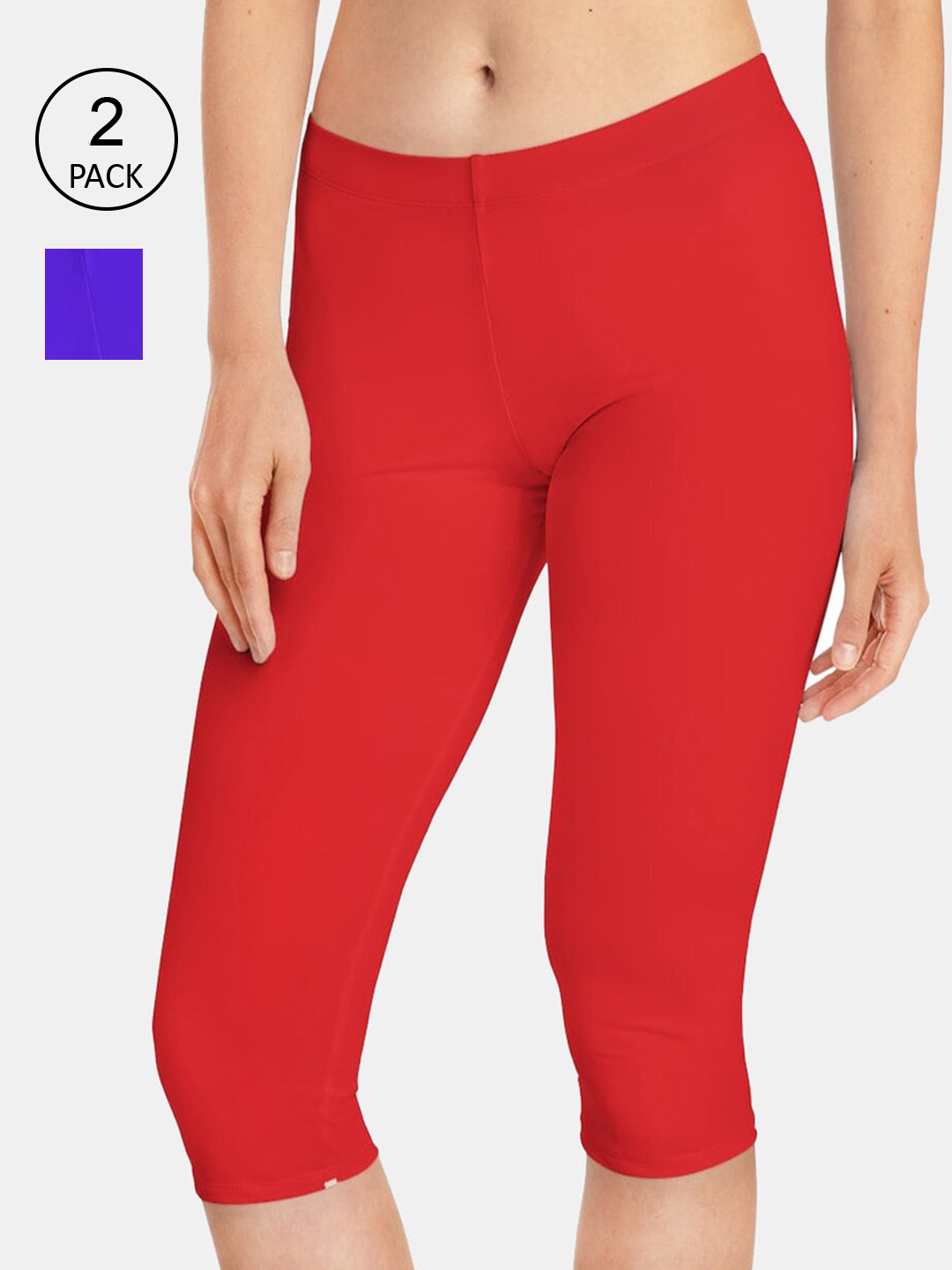 FRENCH KLEIDER Girls Pack of 2 Red & Blue Capris