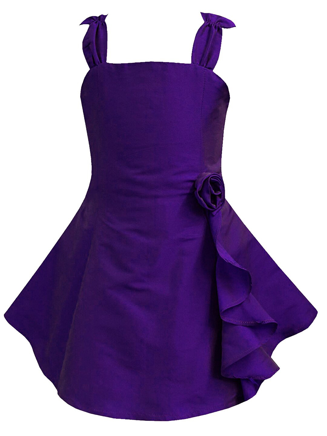 A T U N Purple Flower Ruffle Dress
