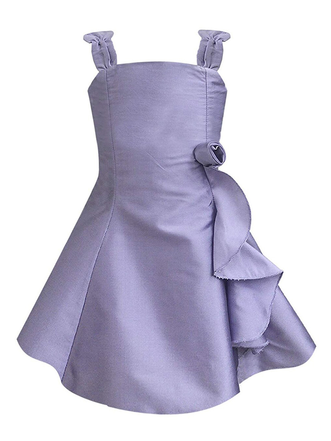 A T U N Lavender Flower Ruffle Dress