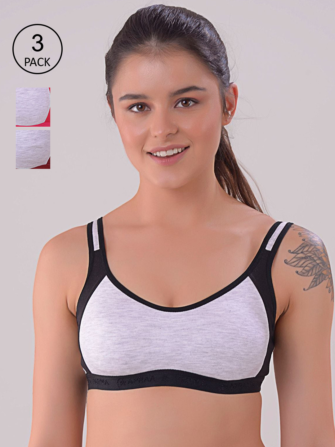 Apraa & Parma Maroon & Black Colourblocked Bra