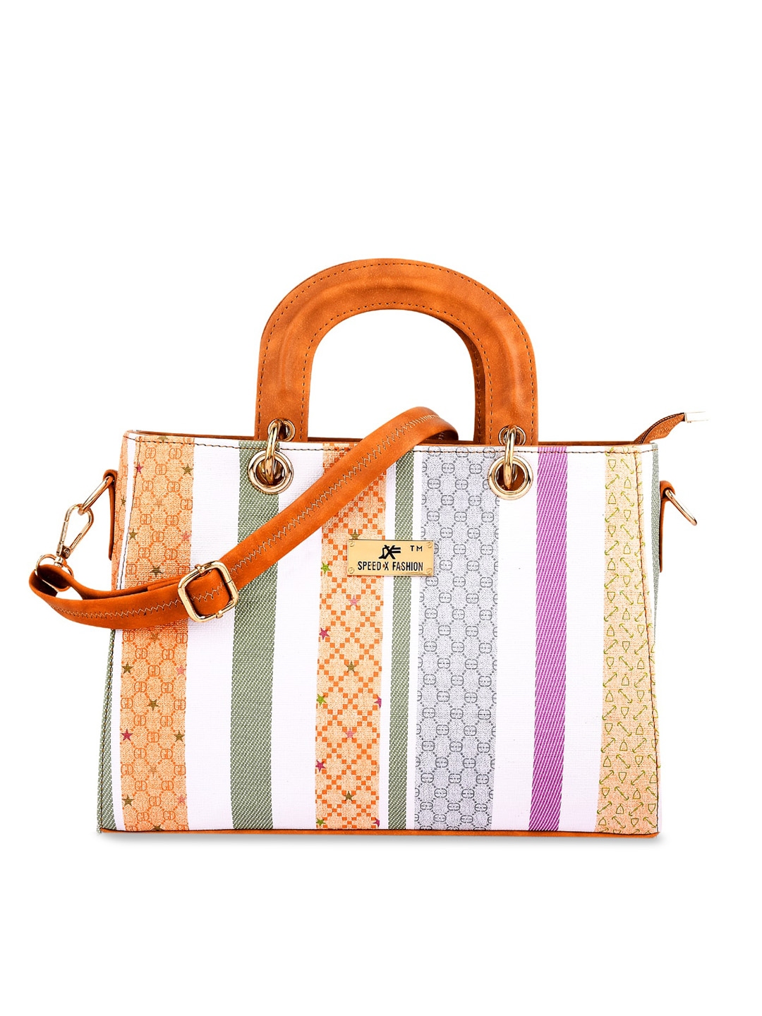 Buy SXF SPEED X FASHION Tan Printed PU Structured Handheld Bag