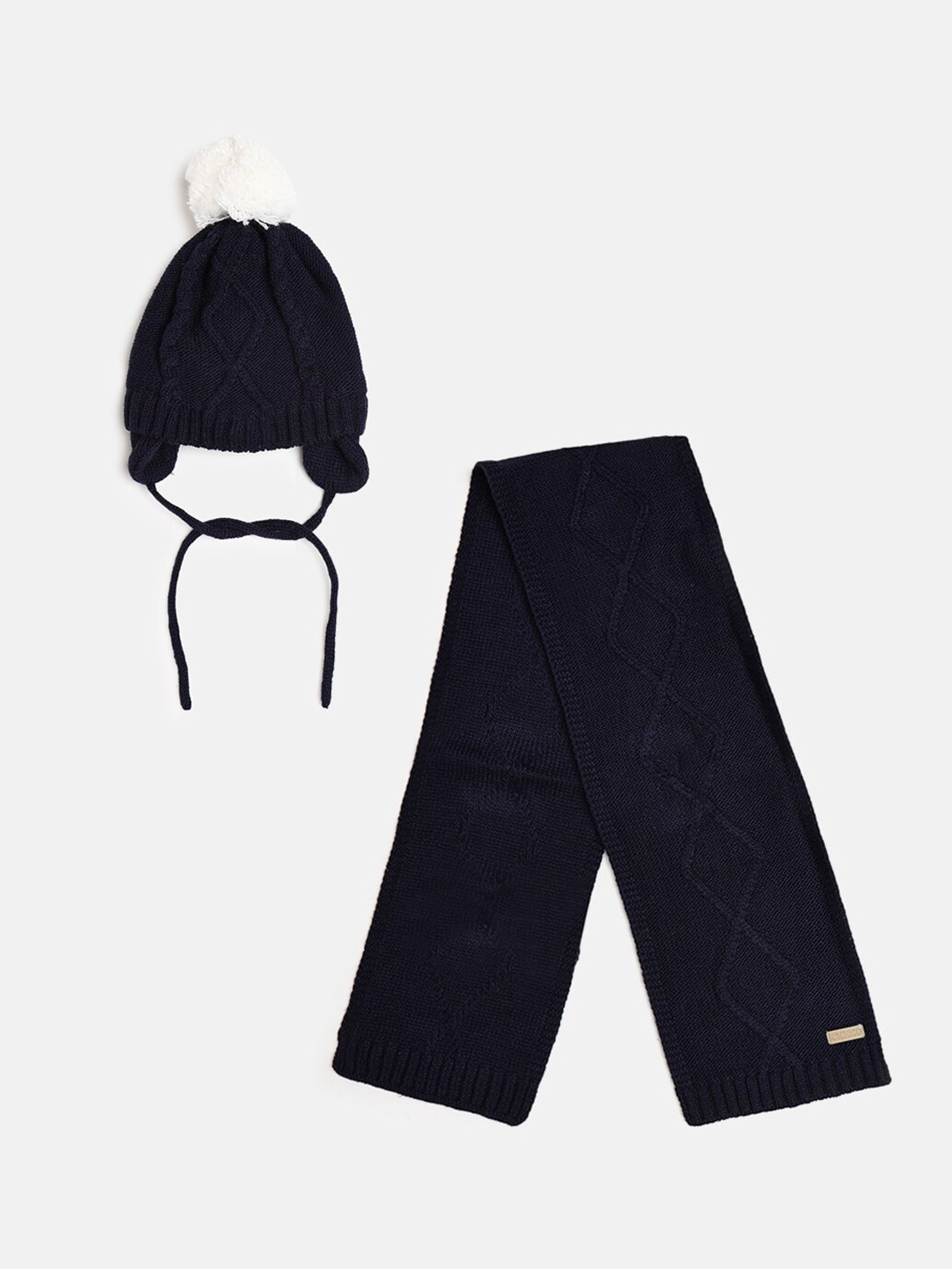 Chicco Dark Blue Solid  2 Pcs Outfit Hat, Scarf