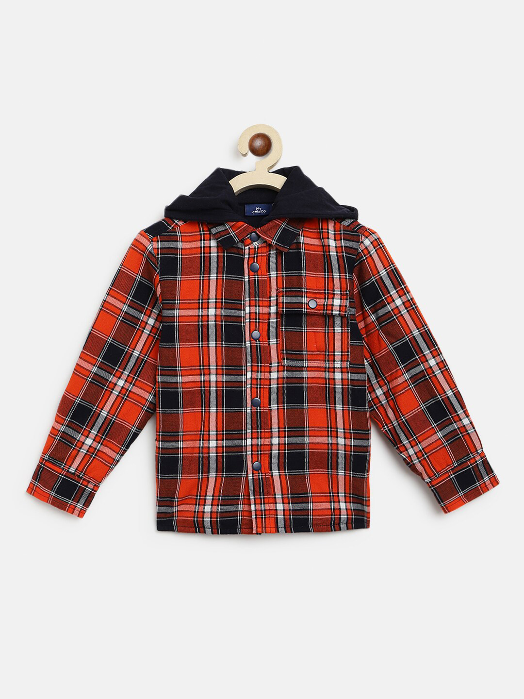 Chicco Boys Copper-Toned Comfort Tartan Checks Checked Casual Shirt