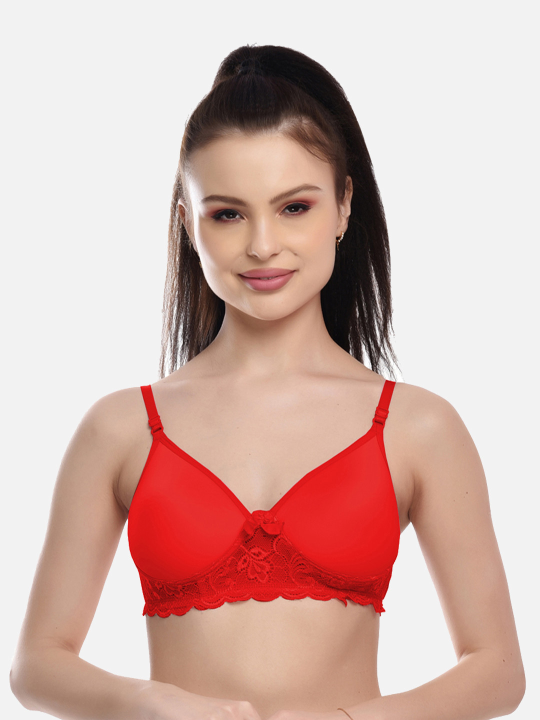 FIMS Red Floral Lightly Padded Everyday bra.