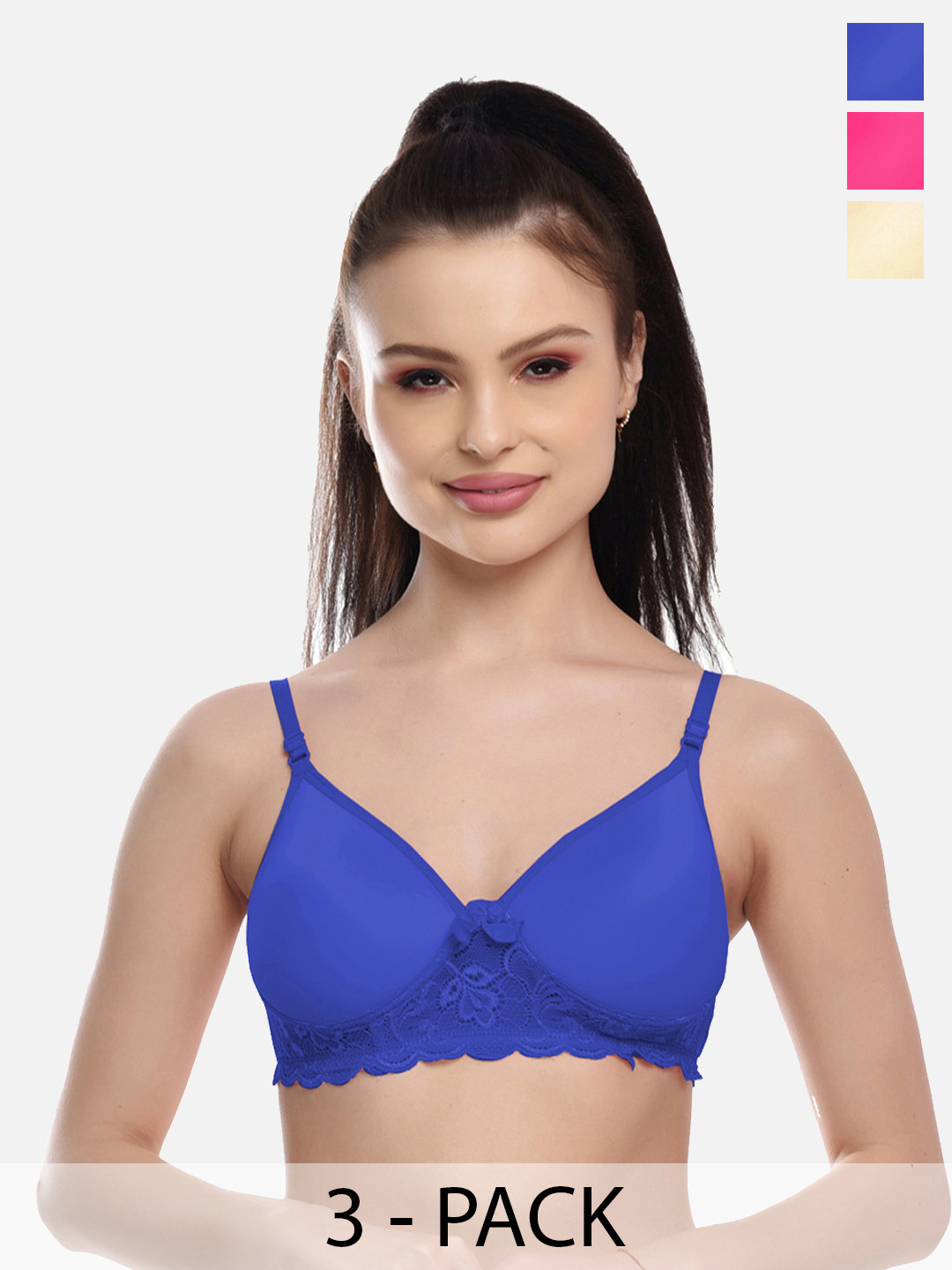 FIMS Blue & Pink Bra Lightly Padded