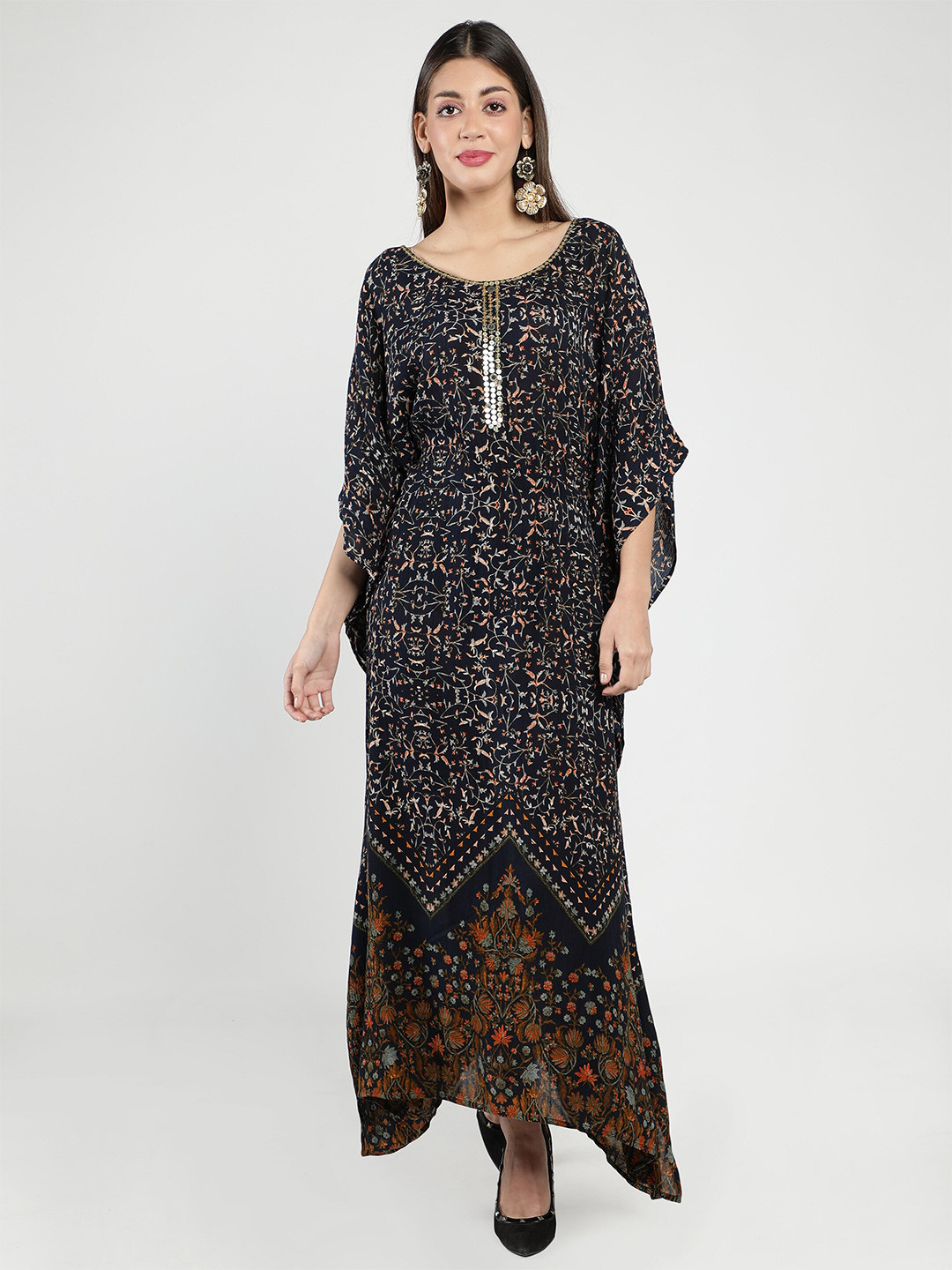 DEBONATELLA Women Black Ethnic Motifs Crepe Maxi Dress