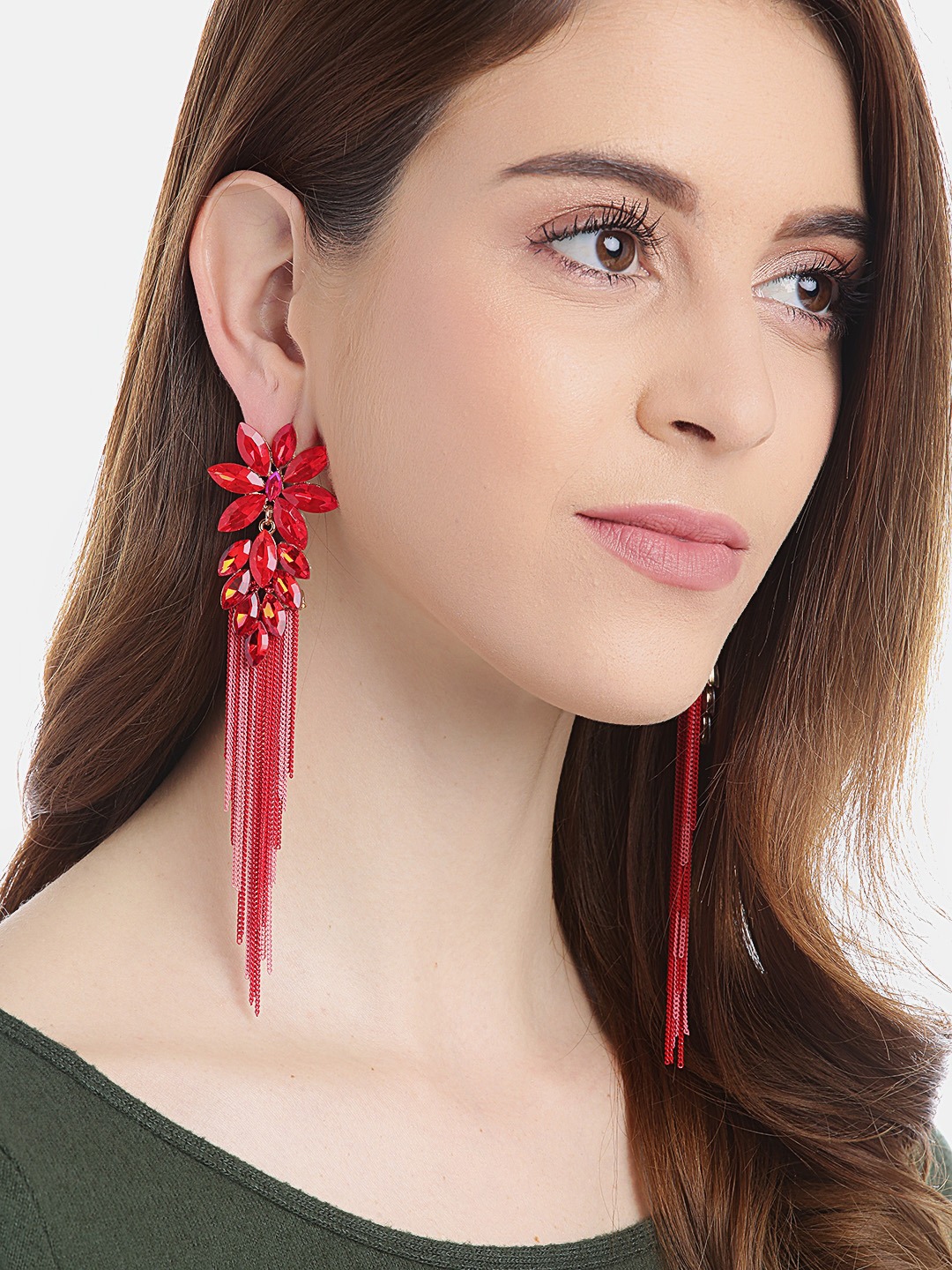 Red colour earrings top