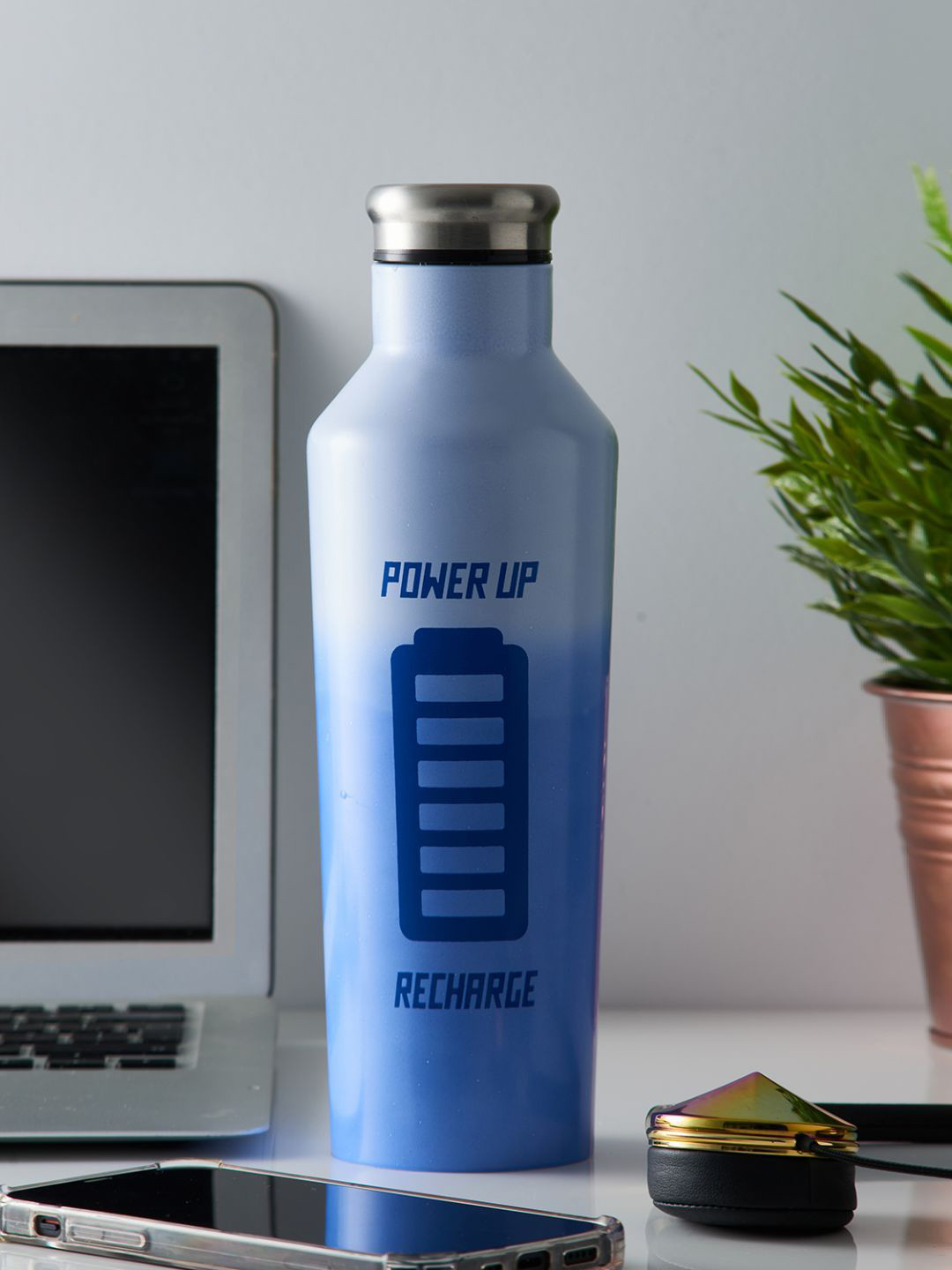 TYPHOON White Printed Water Bottle