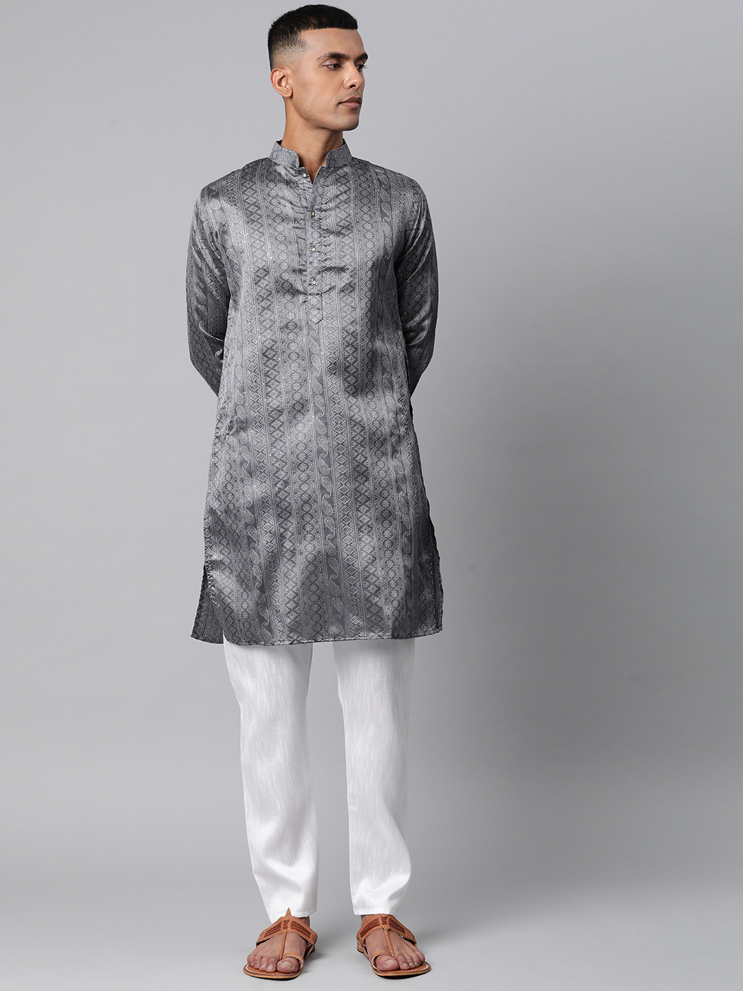MENGARY Men Grey Kurta with Pyjamas