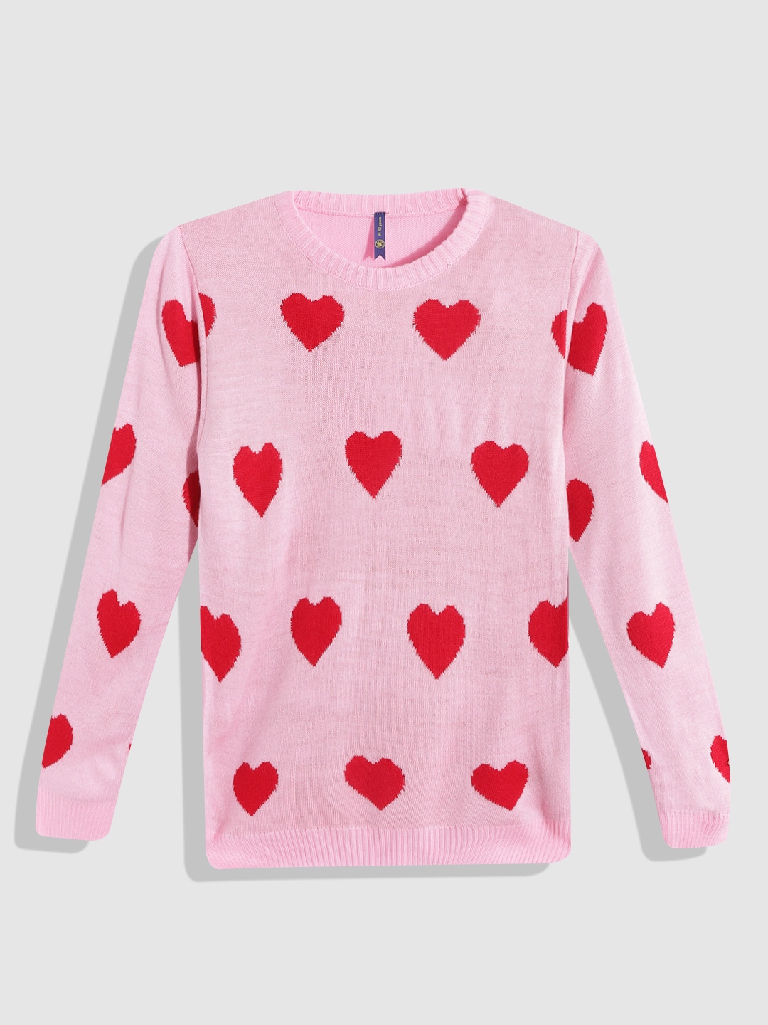 Pink sweater with red hearts store