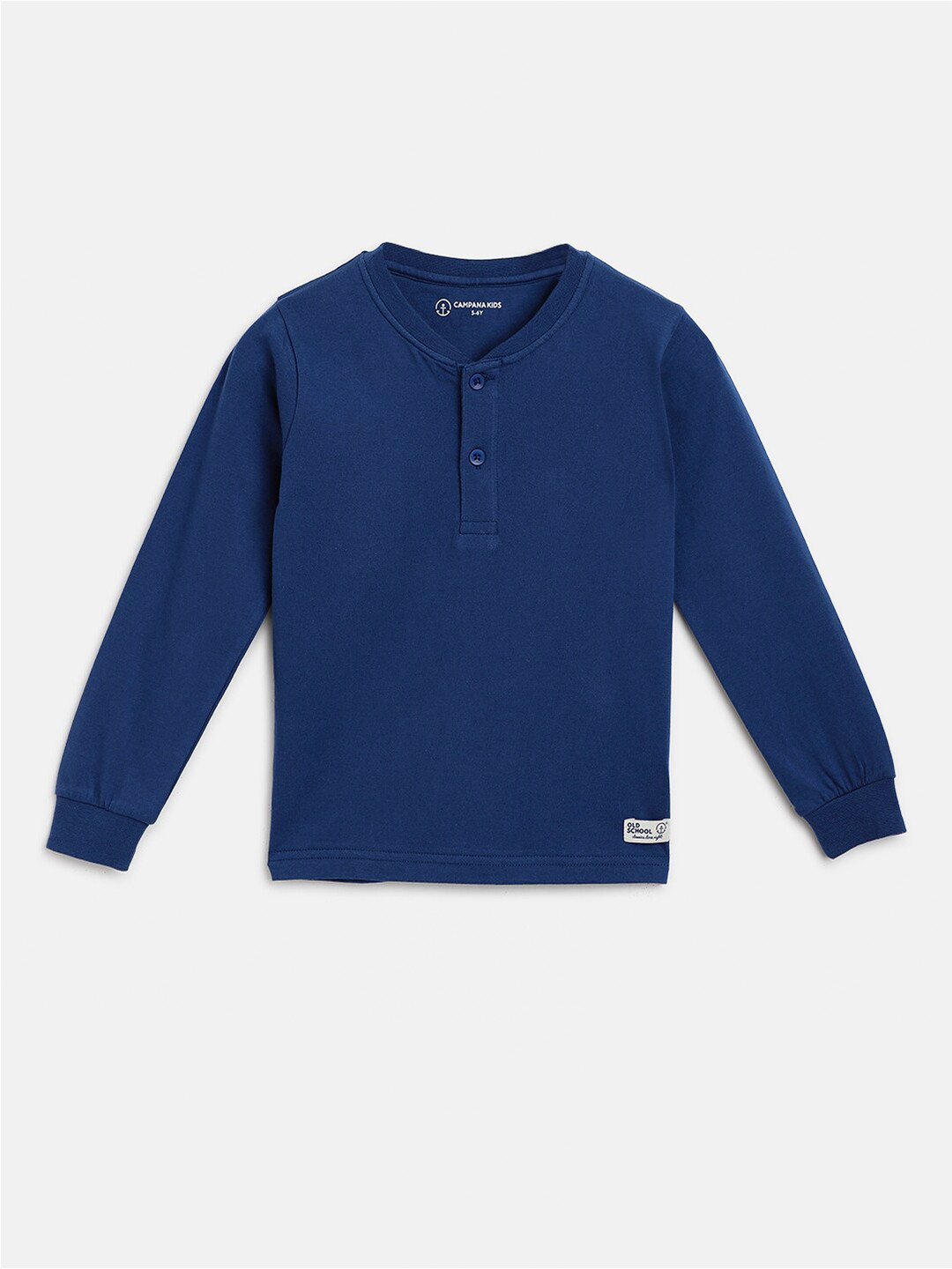 Campana Boys Blue Henley Neck Pure Cotton T-shirt