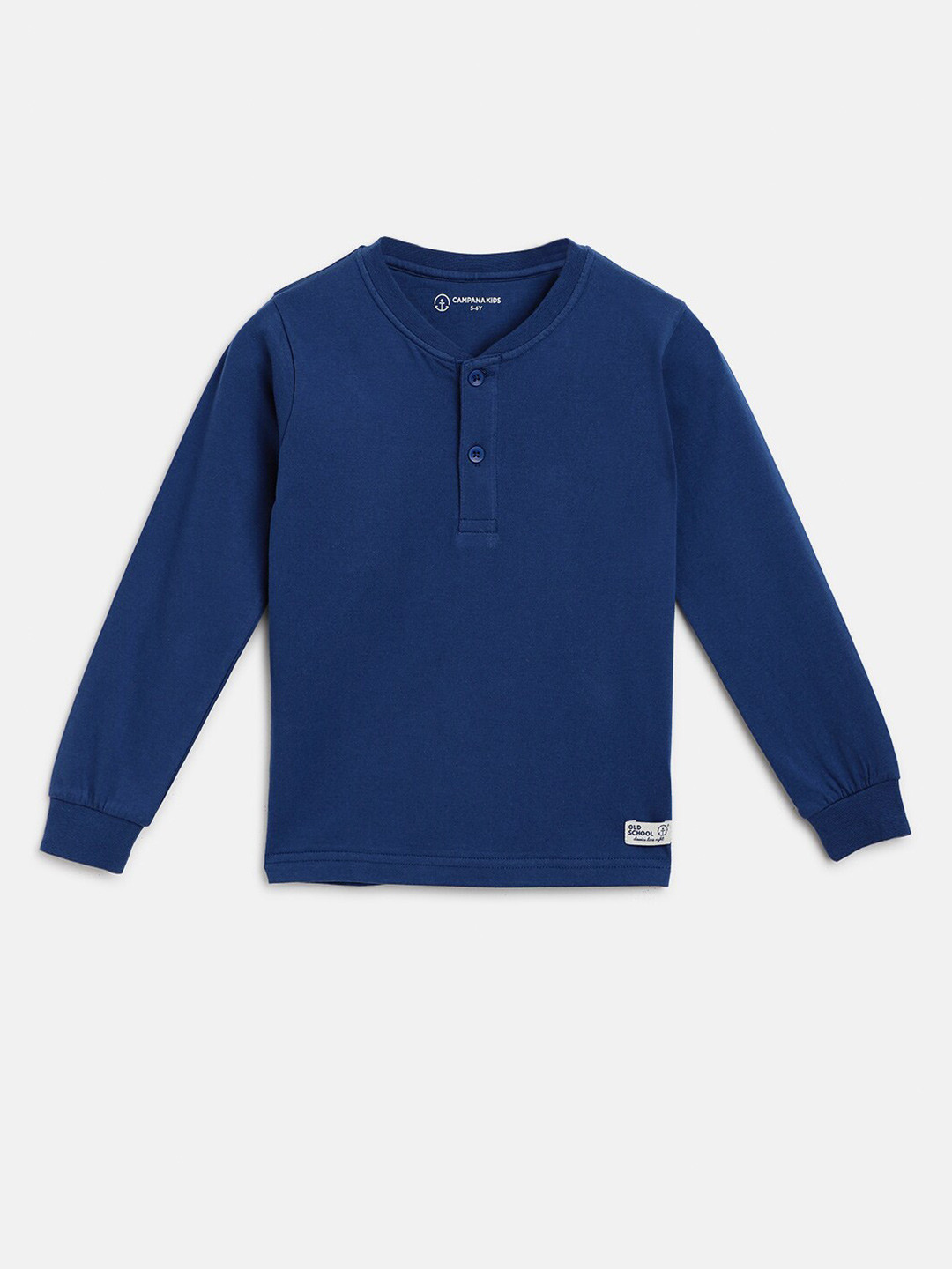 Campana Boys Blue Henley Neck Pure Cotton T-shirt