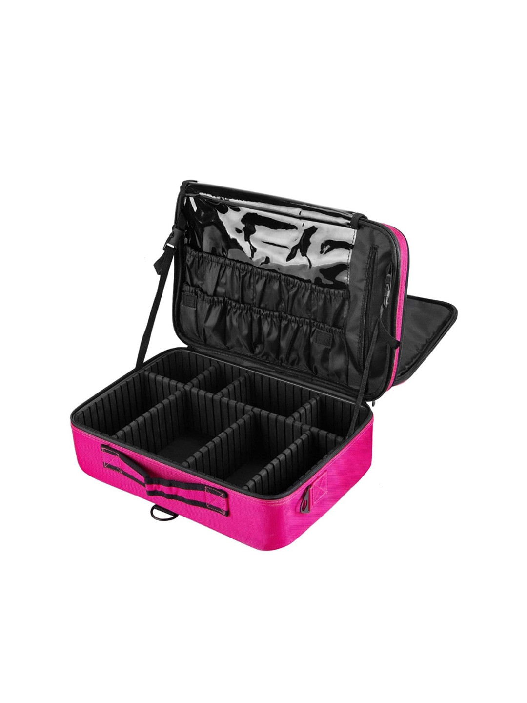 LAFILLETTE Pink & Black Two Layered Cosmetic Organizer Bag