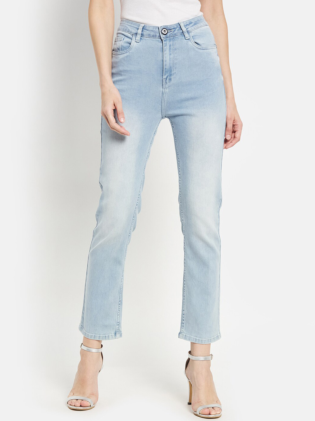 METTLE Women Blue Heavy Fade Stretchable Jeans