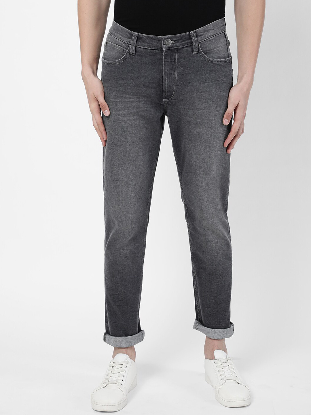 Lee Men Grey Skinny Fit Heavy Fade Stretchable Jeans