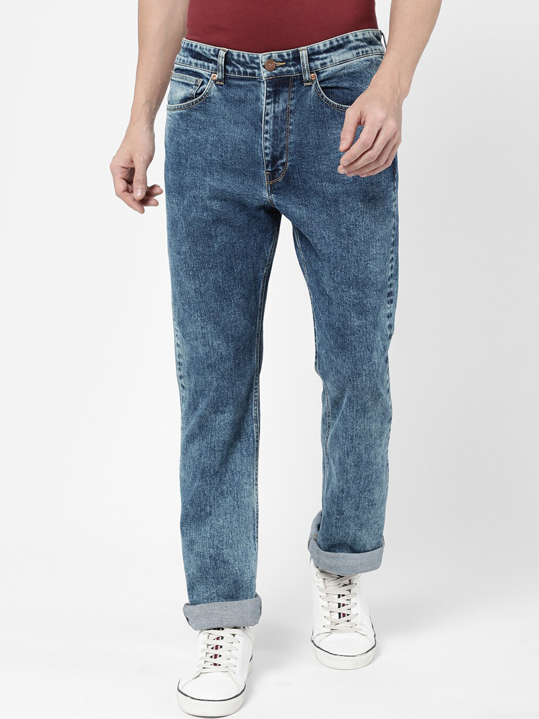 Lee Men Blue Heavy Fade Stretchable Regular Fit Jeans